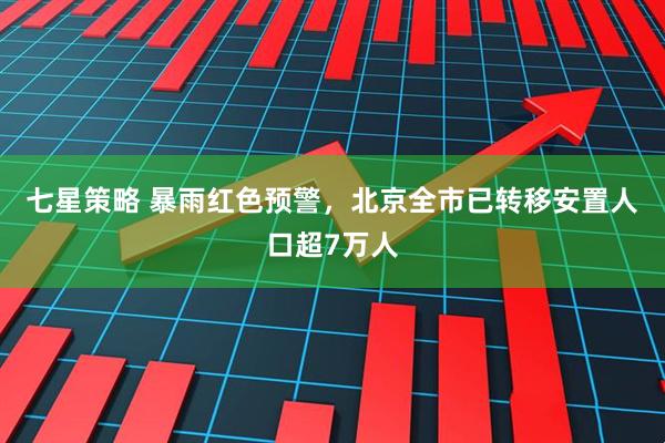 七星策略 暴雨红色预警，北京全市已转移安置人口超7万人